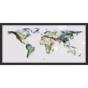 Carte du monde des élévations - Oeuvre d'art unique sur l'élévation du monde, décoration murale accrocheuse pour la maison/bureau, cadeau pour les aventuriers
