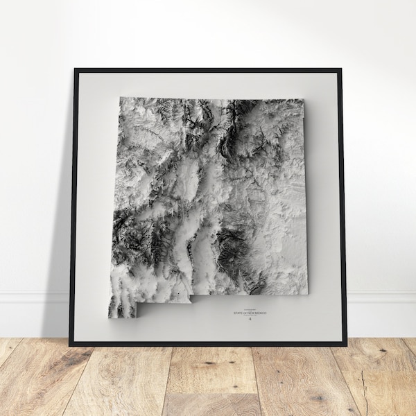 New Mexico Elevation Map, Wall Art Topographic Print, Cartography Art, Vintage Décor for Home & Office, Explorers Gift