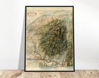 Adirondack Mountains Topographical Relief Map, Wall Decor for Home & Office, Gift for Geography Enthusiasts