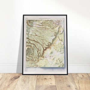 Bandelier National Monument Topographische Reliefkarte, Einzigartige Wandkunst für Reiseliebhaber, Tolles Geschenk für Geschichtsinteressierte