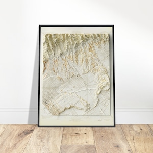 Carte de Santa Monica en Californie - relief topographique vintage, impression d'art mural ombragé, décoration d'intérieur unique, cadeau pour explorateur