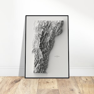 Vermont Karte, Landkarte, Wand Kunst Topographischer Druck, Kartographie Kunst, Vintage Dekoration für Zuhause & Büro, Geschenk für Entdecker