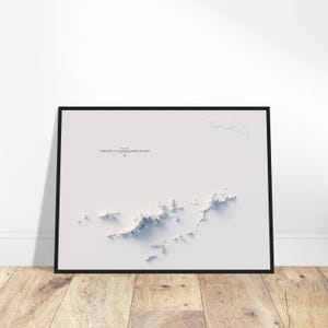 Mapa de elevação das Ilhas Virgens Britânicas - Arte de parede em relevo topográfico minimalista para casa ou escritório, presente de viajante
