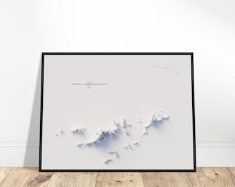 British Virgin Islands Elevation Map - Minimalist Topographical Relief Wall Art for Home or Office, Traveler&#39;s Gift