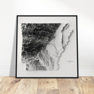 Carte des altitudes de l'Arkansas, impression topographique d'art mural, art de la cartographie, décoration vintage pour la maison et le bureau, cadeau pour les explorateurs