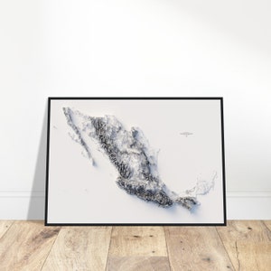 Mexiko Karte - minimalistische topographische Relief-Wandkunst, Einweihungsgeschenk für Geographie- und Kartenliebhaber