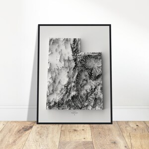 Mapa de elevação de Utah, impressão topográfica de arte de parede, arte cartográfica, decoração vintage para casa e escritório, presente para exploradores