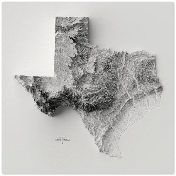 Topographic Map 3d Texas Etsy