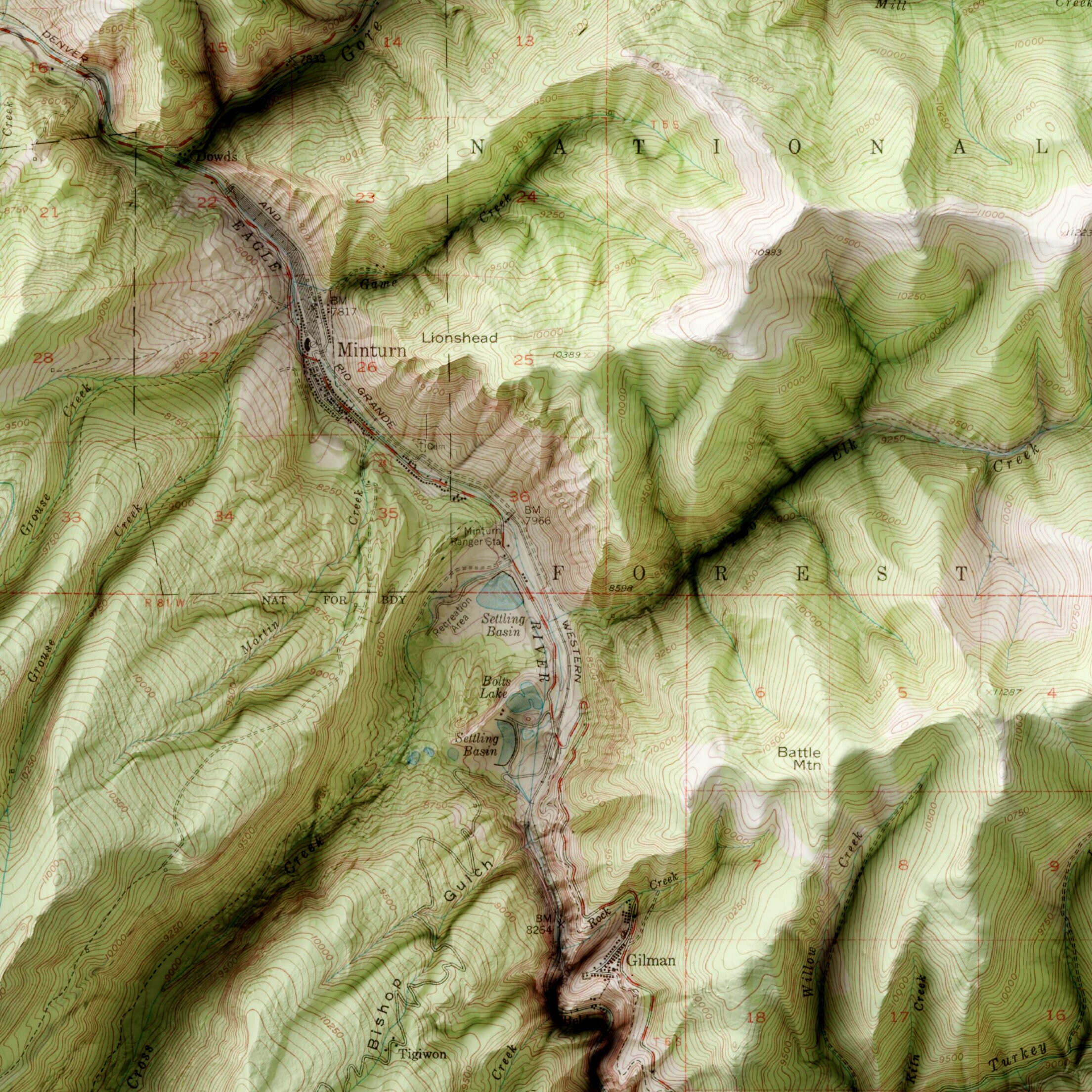 Vail Colorado Map – Detailed Topographic Relief Print, Mountain Terrain ...