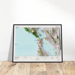 Mapa de San Francisco: impresión en relieve sombreado con topografía detallada, regalo de arte mural único para el hogar y la oficina, regalo para exploradores