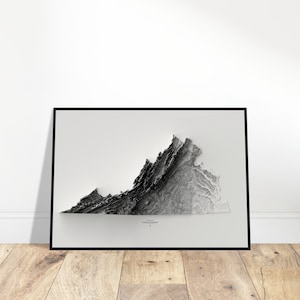 Virginia Elevation Map, Wandkunst Topografischer Druck, Kartographie Kunst, Vintage Dekoration für Zuhause & Büro, Geschenk für Entdecker