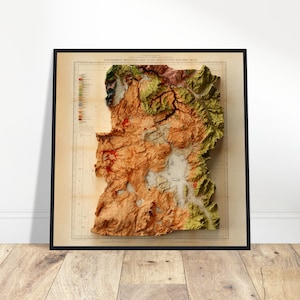 Yellowstone National Park Topographic Relief Map, Wall Decor Gift for Geography Enthusiasts & History Buffs