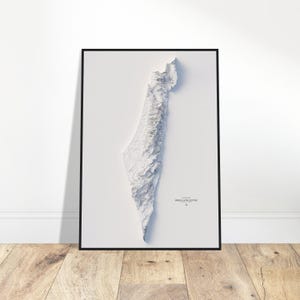 Israel & Palästina Höhen Karte - Schattierter Relief Kunstdruck, Einzigartige Wand Dekoration für Haus oder Büro, Geschenk für Geographie Begeisterte