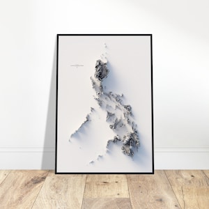 Carte des élévations des Philippines - relief topographique minimaliste, art mural pour la maison et le bureau, cadeau unique pour les explorateurs