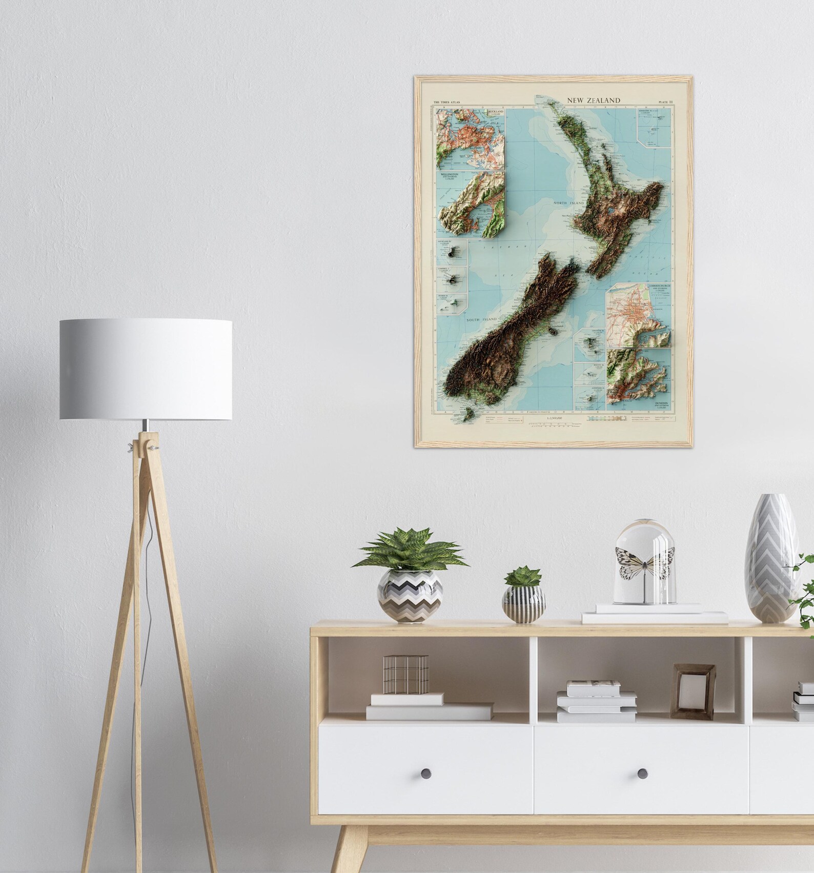 New Zealand Map Wall Art Print Topographic Map of New Etsy