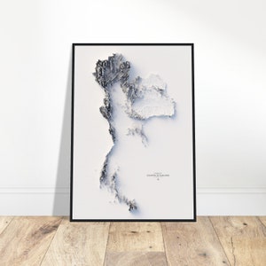 Thailand Höhenkarte - markante topographische Relief Wandkunst, Dekor für Zuhause & Büro, perfektes Geschenk für Abenteurer