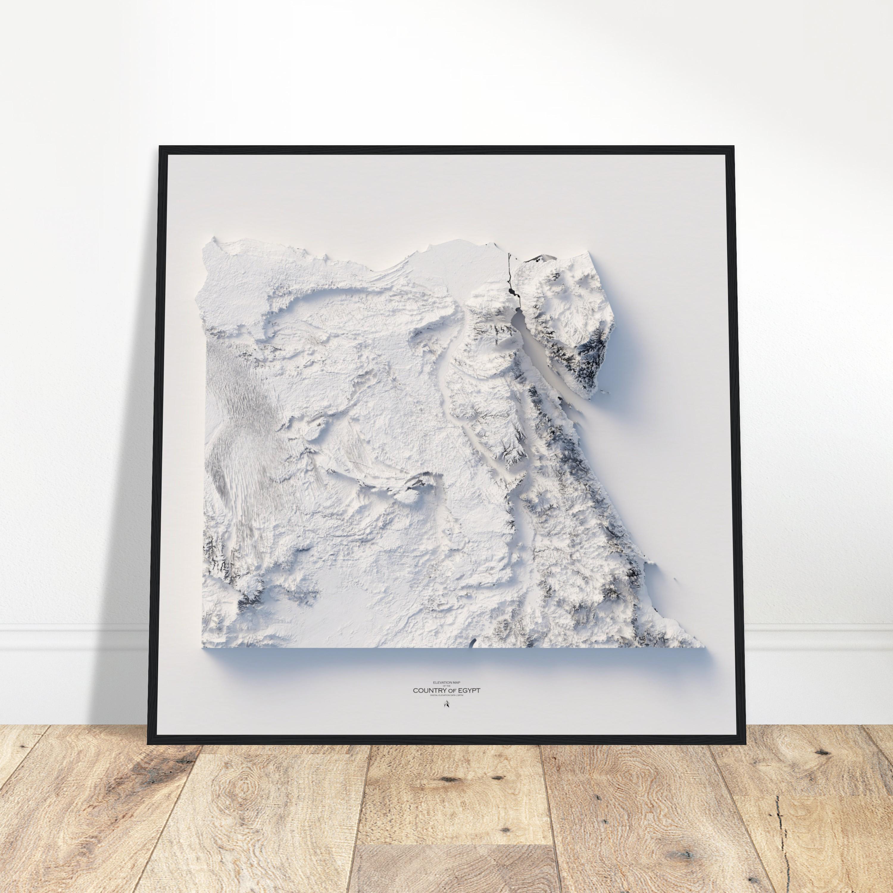 Egypt Elevation Map, Minimalist Topographical Relief Art, Wall Decor for Home/Office, Ideal Gift for Geography Buffs