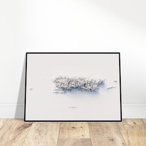 Porto Rico Landkarte - minimalistische topographische Relief Kunst, Wanddekoration für Zuhause & im Büro, Geschenk für Kartenbegeisterte