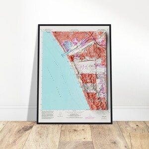 Carte de Los Angeles de Venise - impression en relief topographique vintage, art mural, décoration unique pour la maison et le bureau, cadeau d'explorateur