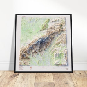 Denali National Park Karte, detaillierte Topographie mit visuellem 3D-Effekt, einzigartiges Wohnkultur, ideales Geschenk für Abenteurer