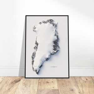 Grönland Höhenkarte - Topographisches Relief, minimalistische Kunst für Zuhause/Büro, einzigartiges Geographie Geschenk für Abenteurer