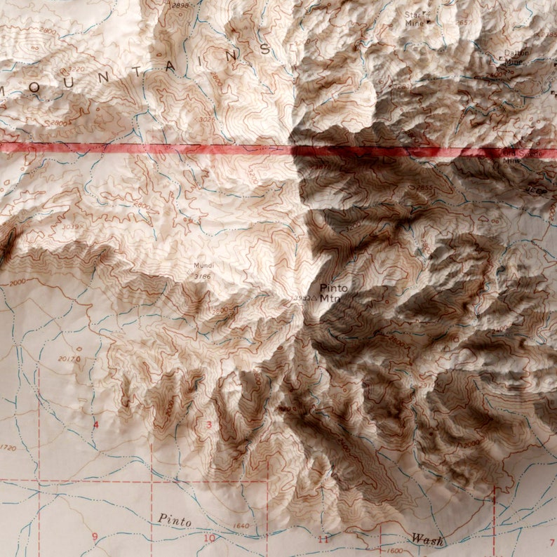 Joshua Tree National Park Map – Vintage Topographic Relief Print ...