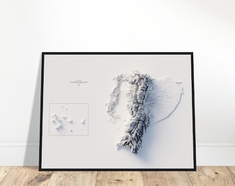 Ecuador Elevation Map – Minimalist Black and White Topographic Wall Art, Modern Cartography Print, Shaded Relief Poster