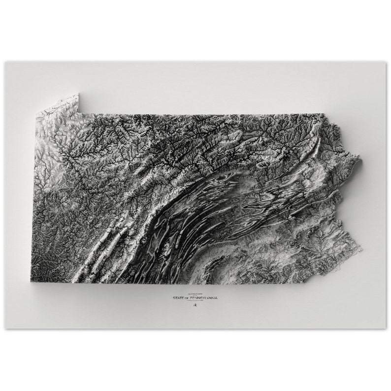 Pennsylvania Elevation Map Wall Art Print Topographic Map - Etsy