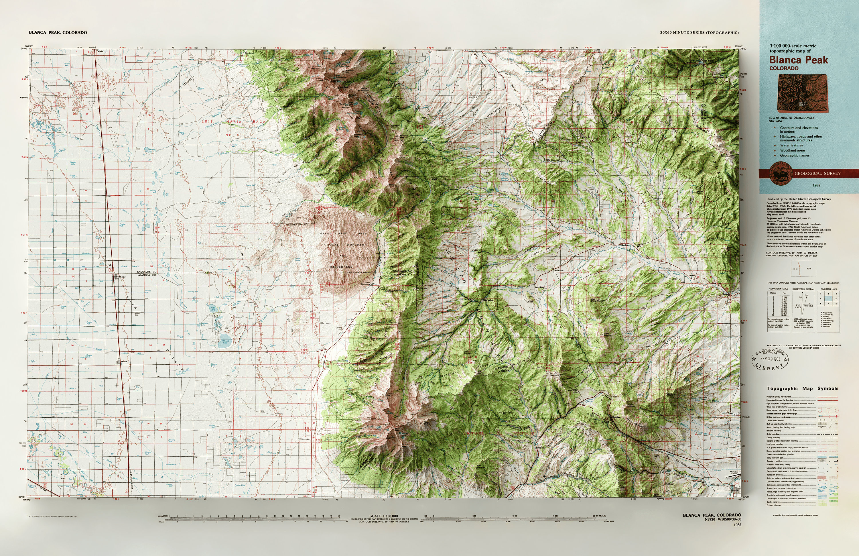 Great Sand Dunes National Park Map – Colorado Topographic Wall Art ...