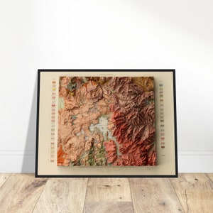 Yellowstone & Forest Reserve Map, Wall Art Print, Topographic Relief Map, Geology Gift, Vintage Décor