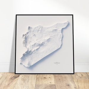 Syrien Höhenkarte - minimalistische topographische Reliefwandkunst für Zuhause oder Büro, Reisegeschenk