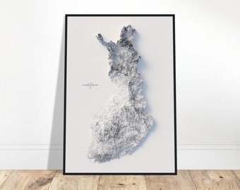 Finland Elevation Map - Minimalist Topographical Relief Art, Custom Printed Wall Décor for Home & Office, Geography Gift