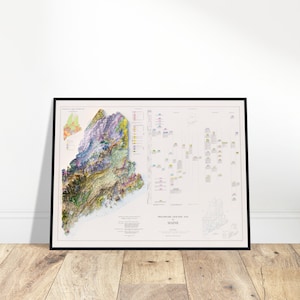Geological Map of Maine - Relief Print, Artistic Wall Decor for Home & Office, Great Gift for Geography Enthusiasts
