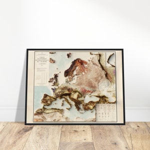 Tektonische Karte von Europa - Vintage Geologische Reliefkarte, Schattierte Kartographie KunstVisualisierung, Entdecker Geschenk Wanddeko