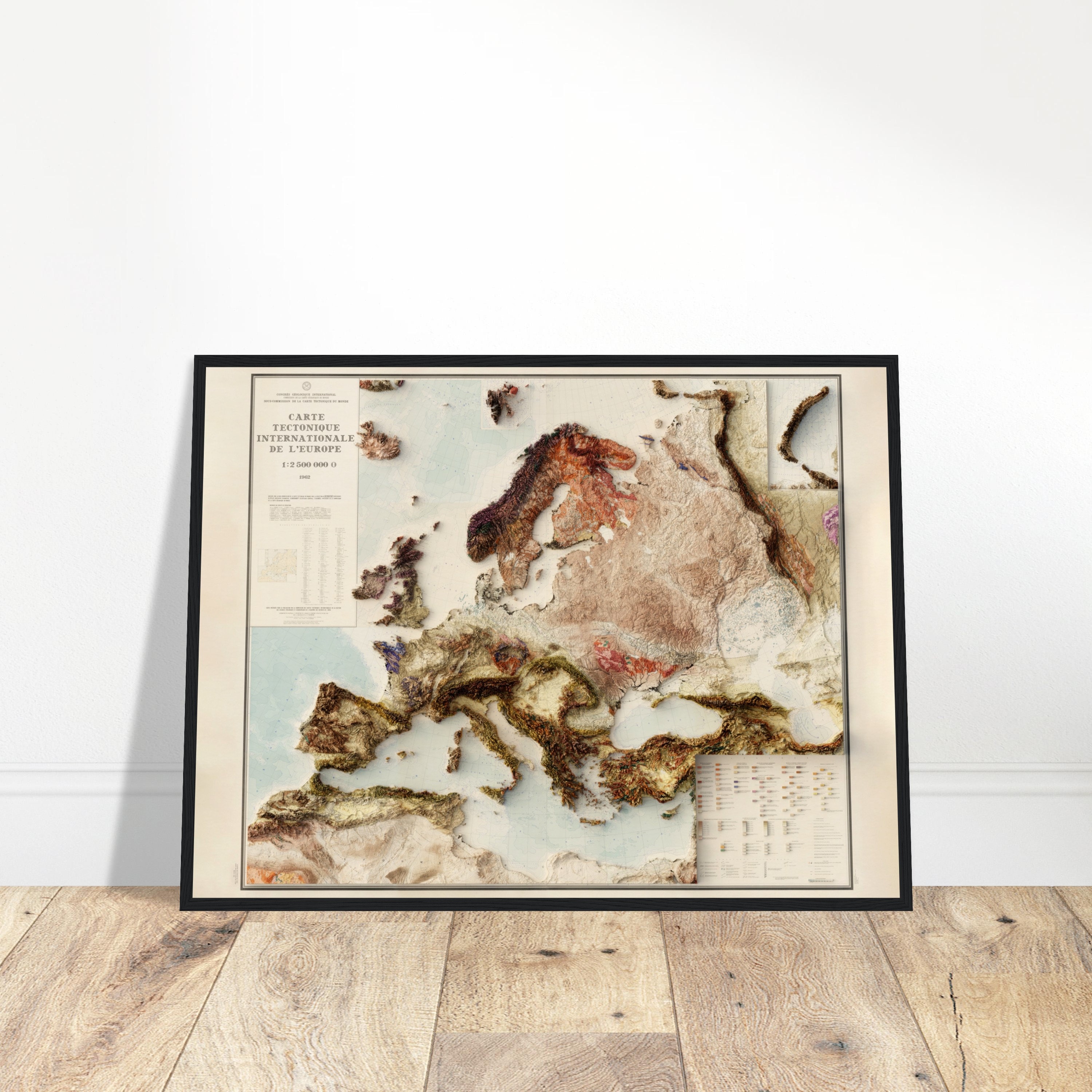 ヨーロッパの地質図 - ビンテージ地質図、陰影付き地図作成