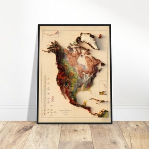 North America Geology Map - Topographic Relief Print, Wall Art, Unique Home Decor Gift for Explorer & History Buffs, Museum-Quality