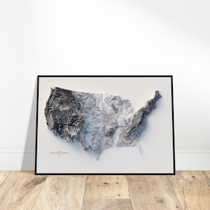 United States Elevation Map, Topographical Relief Map, Perfect Wall Decor, Unique Gift for Explorers and History Buffs