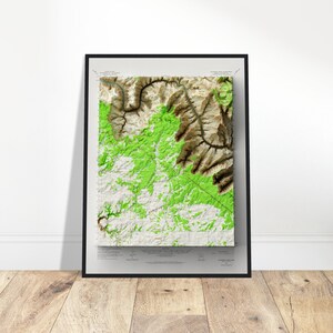 Havasupai Point Arizona Wall Art Print, Détail d’élévation, Décor vintage, Art topographique, Impression d’affiche, Carte en relief