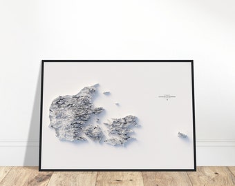 Denmark Elevation Map - Minimalist Topographical Relief Art, Custom Printed Wall Decor, Unique Housewarming Gift