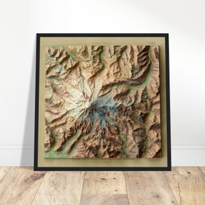 Mapa del monte Rainier, Washington: impresión de arte mural, relieve y detalles topográficos, decoración vintage, regalo de exploración y naturaleza