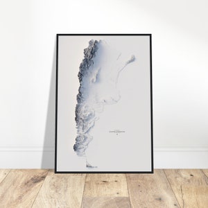 Mapa de elevação da Argentina, impressão em relevo de arte de parede, detalhe de paisagem, decoração vintage topográfica, presente de cartografia