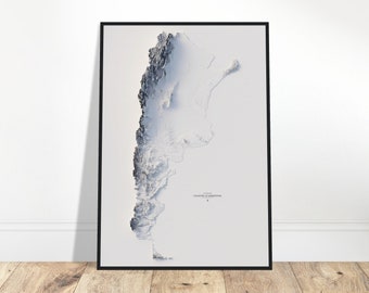 Argentina Elevation Map, Wall Art Relief Print, Landscape Detail, Topographic Vintage Décor, Cartography Gift