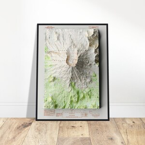 Carte du mont Saint Helens Washington - impression d'art mural, relief topographique vintage, décoration maison/bureau, cadeau pour amoureux de la nature et de l'histoire