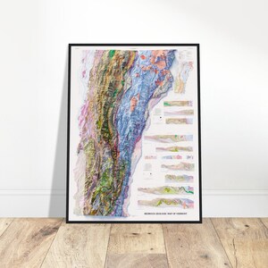 Carte géologique du Vermont - Impression en relief topographique, art mural, cadeau de décoration d'intérieur unique pour les explorateurs et les passionnés d'histoire