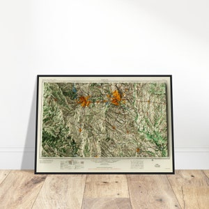 Carte de Dallas / Fort Worth - Texas Shaded Relief, art mural de style vintage, cadeau de décoration intérieure unique pour les passionnés de géographie