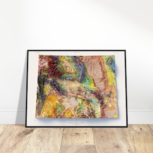 Wyoming Vintage Geologische Reliefkarte - Wandkunst, Dekor für Haus & Büro, Geschenk für Geschichtsliebhaber