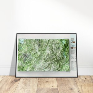 Carte de Charlotte en Caroline du Nord - relief topographique ombragé, art mural de style vintage, idéal pour la maison ou le bureau esthétique