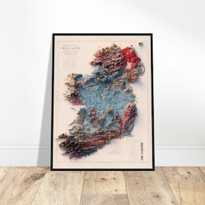 Geologische Karte von Irland - Reliefdruck, künstlerische Wanddekoration für Zuhause & im Büro, tolles Geschenk für Geographie-Begeisterte