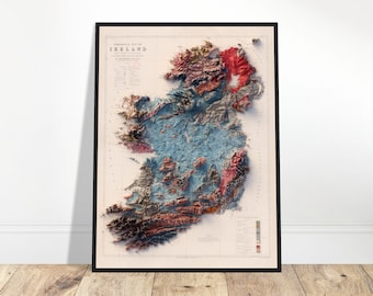 Geological Map of Ireland - Relief Print, Artistic Wall Decor for Home and Office, Great Gift for Geography Enthusiasts