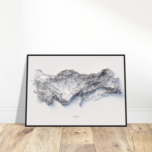 Türkei Höhenkarte - Topographische Relief Wandkunst, Haus & Büro Dekor, Tolles Geschenk für Geographie-Begeisterte